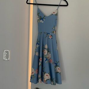 Floral Blue Sleeveless Dress